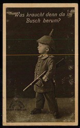 Wohlfahrtskarte 'Was kraucht denn da im Busch herum?', gelaufen Venne ...