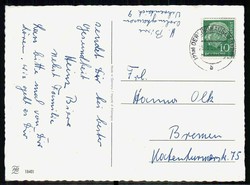 Geburtstagskarte mit Kinderzeichnung, gelaufen Oerlinghausen Mai 1957 ...