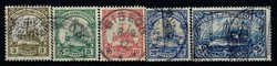3 Pf. bis 20 Pf. und 2 Mark Schiff 1906 mit Wz., bedarfsgest.