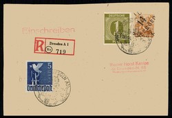 5 Mark Friedenstaube hübsch mit Zusatzfrankatur der 1 RM Ziffer und ...