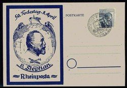 Köln, Gedenkkarte zum 50. Todestag von Heinrich von Stephan, mit ...