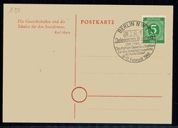 FDGB-Konferenz Berlin Februar 1946, Erinnerungskarte mit Marke und ...