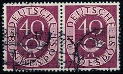 40 Pf. Posthorn 1951 im waager. Bedarfspaar, sauber gest., winz. ...