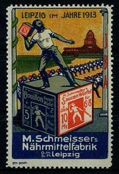 1913, Werbe-Vignette 'M. Schmeisser's Närmittelfabrik Leipzig' 1913, ...