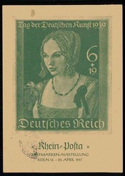 Rhein-Posta, Briefmarkenausstellung Köln April 1947, mit zwei vers. ...