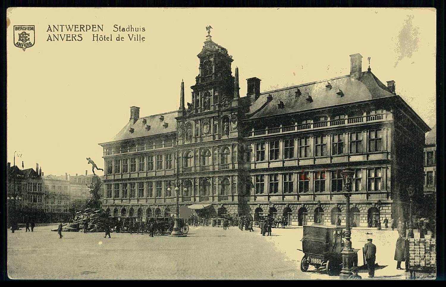 Feldpost I. WK, Bedarfskarte 'Antwerpen Stadhuis', mit Feldpoststpl. ...