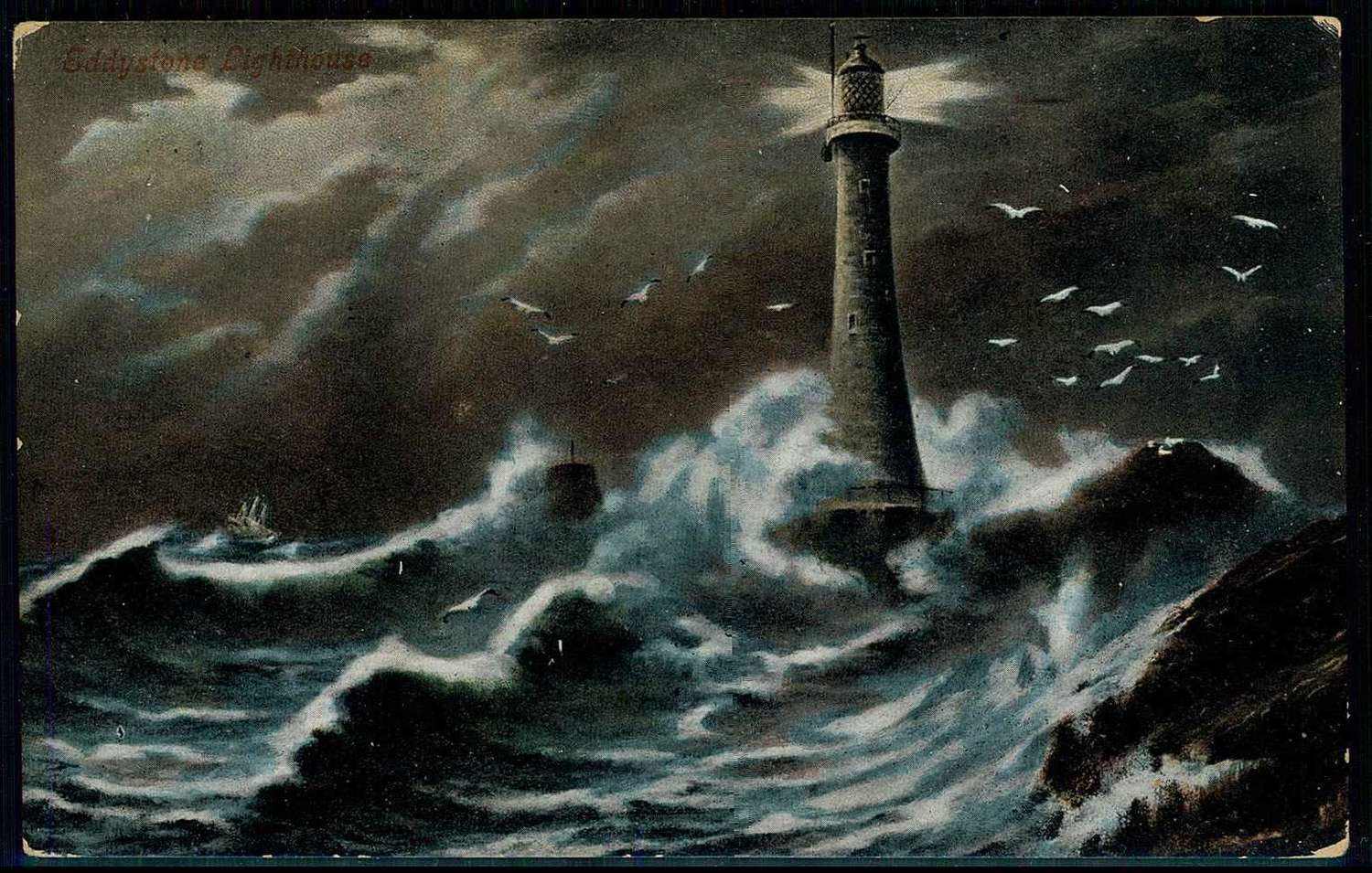 Grossbritannien, Plymouth, Gemälde des Eddystone Leuchtturmes, ...