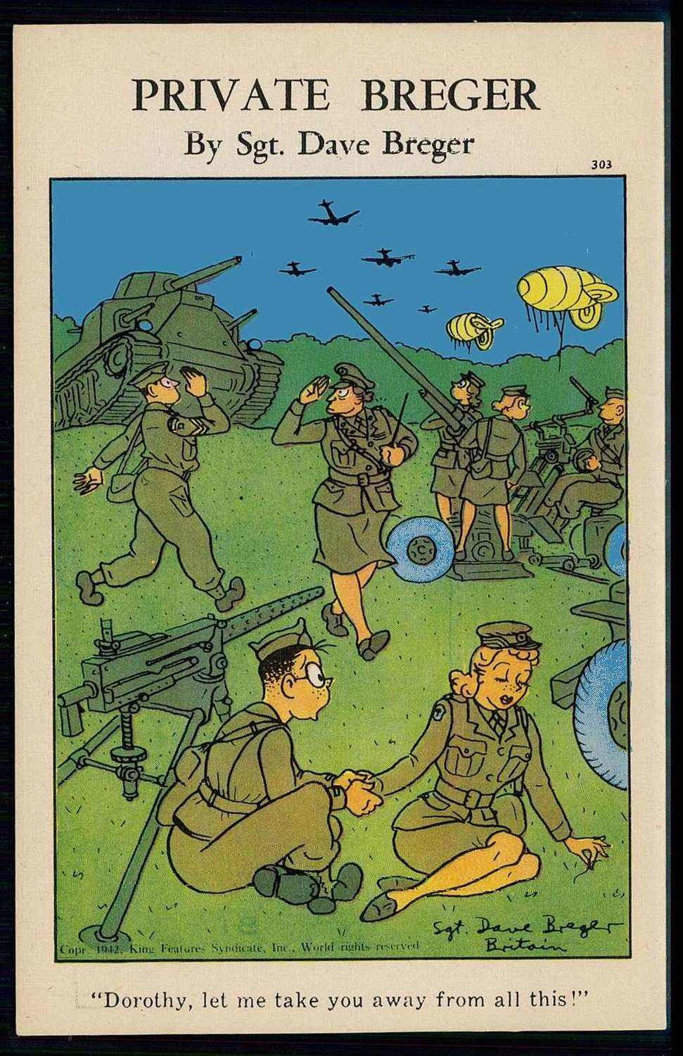 USA, Soldatenhumor-Karte aus dem II. WK in Farbe, aus der Serie ...