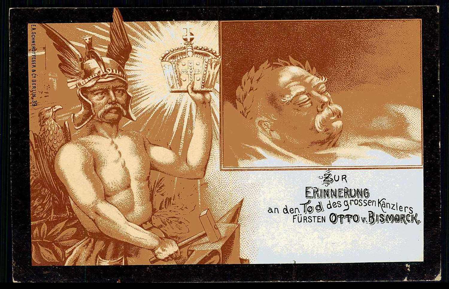 Ca. 1898, Trauerkarte zum Tod des Reichskanzlers Otto von Bismarck, ...