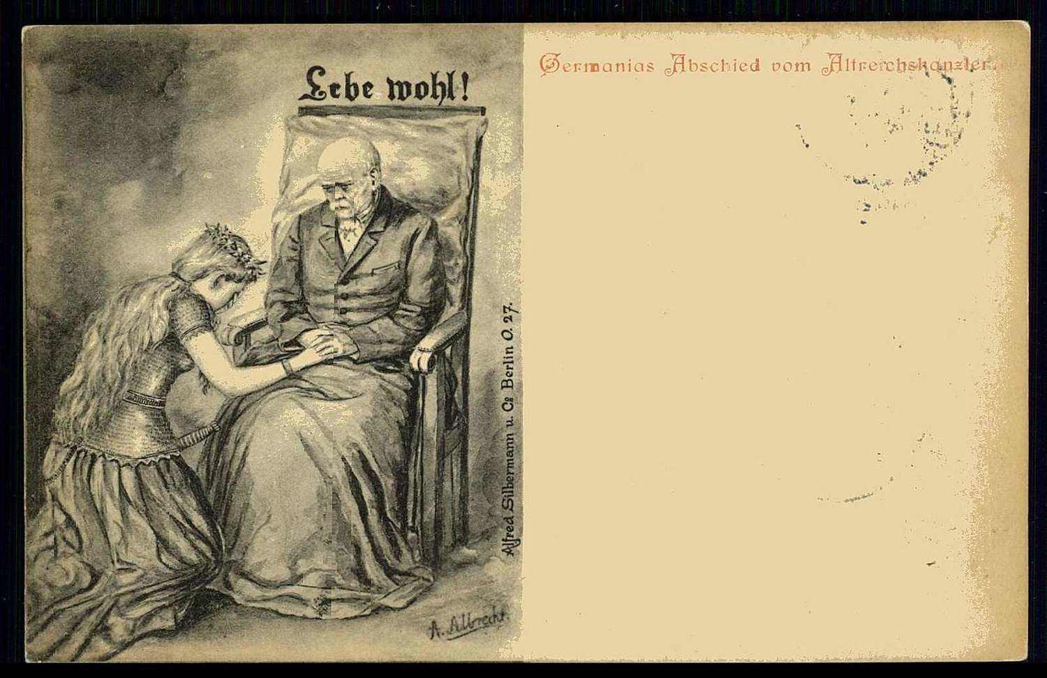 1899, rührende Trauerkarte zum Tod von Otto von Bismarck 'Germanias ...