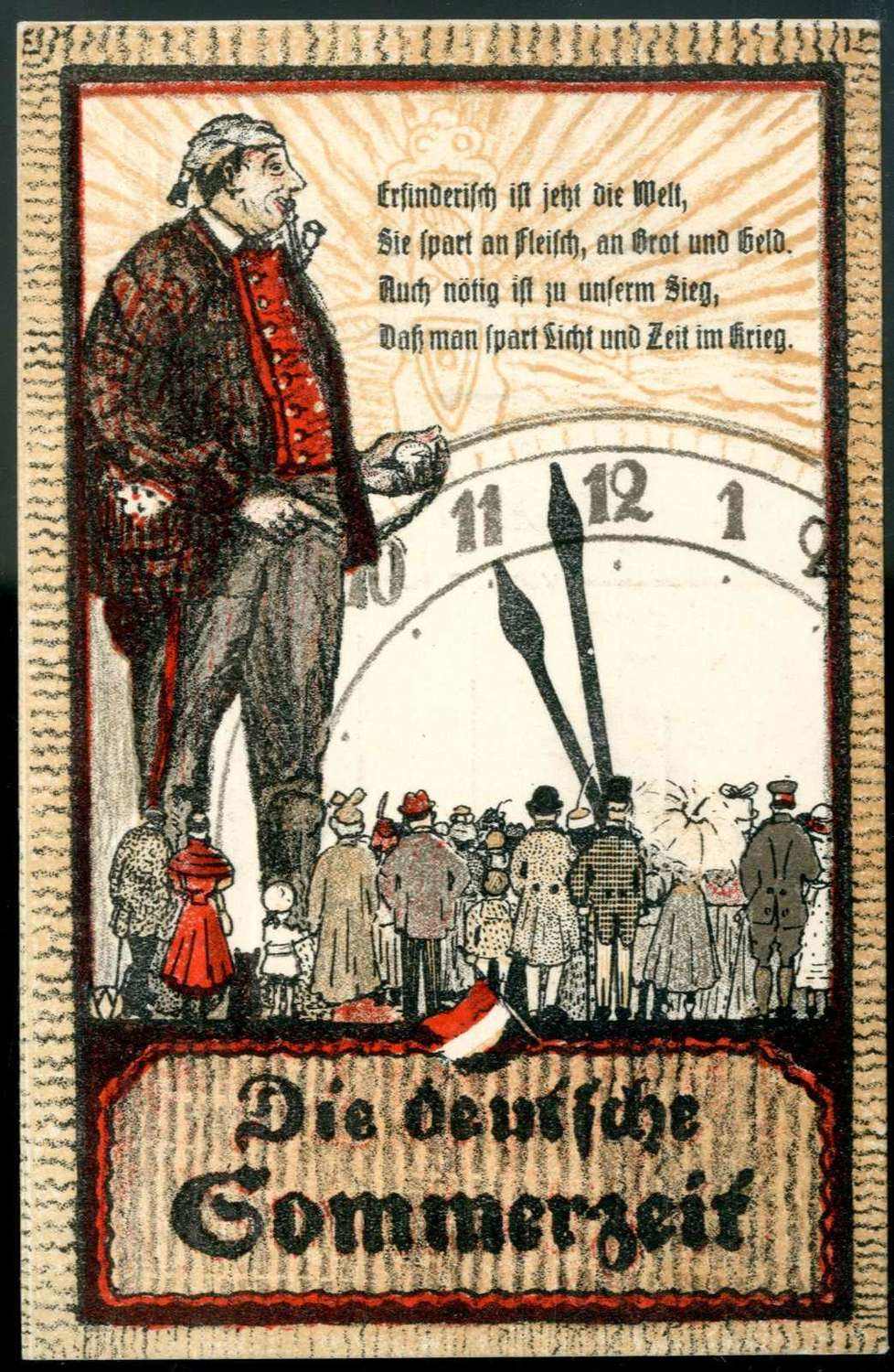 Sommerzeit, seltene Erinnerungskarte an die Umstellung auf die ...