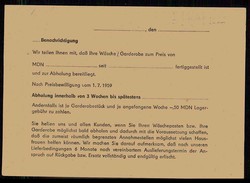 Abholkarte der VEB Textilreinigung Riesa, mit Vermerk 'Gebühr ...