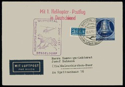 1. Helikopter Postflug in Deutschland 10.6.1951 von Wuppertal - ...