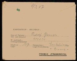 1947, Kriegsgefangenenbrief aus Frankreich nach Wischhafen über ...