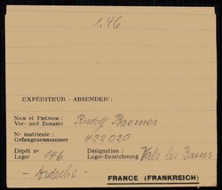 1946, Kriegsgefangenenbrief aus Frankreich nach Wischhafen über ...