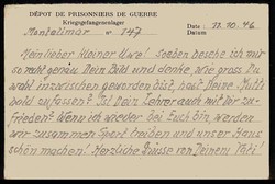 1946, Kriegsgefangenenkarte aus Frankreich nach Wischhafen über ...