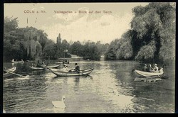 Köln, Volksgarten - Blick auf den Teich, gelaufen 'Köln 20.8.1912', ...
