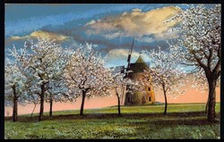 Feldpost I. WK, Gemäldekarte mit einer Windmühle, als Feldpost ...