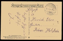 Feldpost I. WK, Karte mit S.M. Kleiner Kreuzer 'Augsburg', als ...