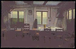 Wilsede, Wohnstube im Heidemuseum, gelaufen 'Lüneburg 21.7.22', gute ...