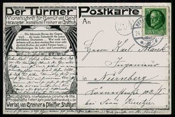 Stuttgart, Werbekarte des Verlages Greiner und Pfeiffer in Stuttgart ...