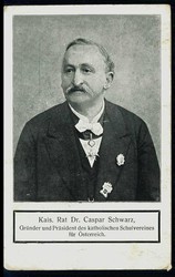 Österreich um 1900, Fotokarte von 'Dr. Caspar Schwarz, dem Gründer ...