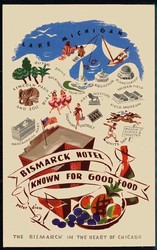 Chicago/USA, Bismarck Hotel, Mehrfarbige Werbekarte (known for good ...