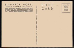 Chicago/USA, Bismarck Hotel, Mehrfarbige Werbekarte (known for good ...