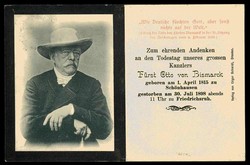 Bismarck-Trauer, Trauerkarte auf den Tod des 'eisernen Kanzlers', der ...