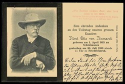 Bismarck-Trauer, Trauerkarte auf den Tod des 'eisernen Kanzlers', der ...