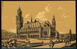 Den Haag, Zeichnung vom Friedenspalast, ungebraucht, gute Erhaltung.