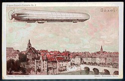Zeppelin, Orignal-Zeppelin-Postkarte Nr. 2 'Basel', gelaufen Berlin 1 ...