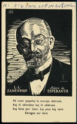 Esperanto, historische Karte für die weltweite Kunstsprache, hier ...