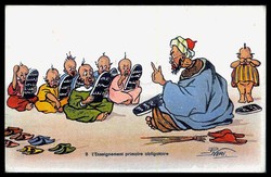 Islam, Karikatur-Karte einer islamischen Schule, verausgabt in Paris, ...
