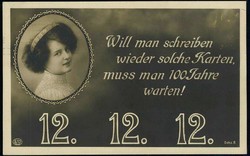 12.12.12, Gedenkkarte zu dem seltenen Datum, gelaufen München an ...