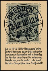 12.12.12, Gedenkkarte zu dem seltenen Datum, gelaufen Dresden an ...