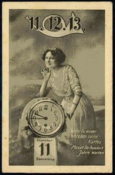 11.12.13, Gedenkkarte zu dem seltenen Datum, gelaufen Stettin Grabow ...