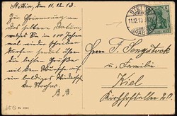 11.12.13, Gedenkkarte zu dem seltenen Datum, gelaufen Stettin Grabow ...