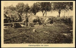 I. WK, Flüchtlings-Thematik, hier 'Flüchtlingshütten bei Lötzen', ...