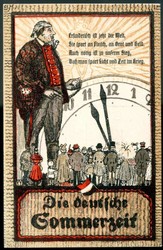 Sommerzeit, seltene Erinnerungskarte an die Umstellung auf die ...