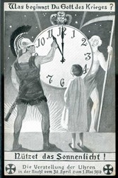 Sommerzeit, seltene Erinnerungskarte an die Umstellung auf die ...