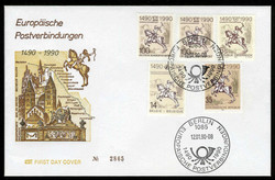 500 Jahre Europäische Postverbindung, Gedenkbeleg mit den Marken der ...