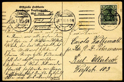 Mai 1916, offizielle Postkarte 'Hamburgs Dankeswoche', dort gelaufen ...