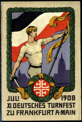 Ungemein dekorative Ereigniskarte zum 11. Deutschen Turnfest 1908 in ...