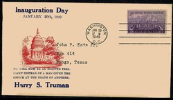 Schmuck-Kuvert zur ersten Amtseinführung Harry S. Truman 20. Januar ...
