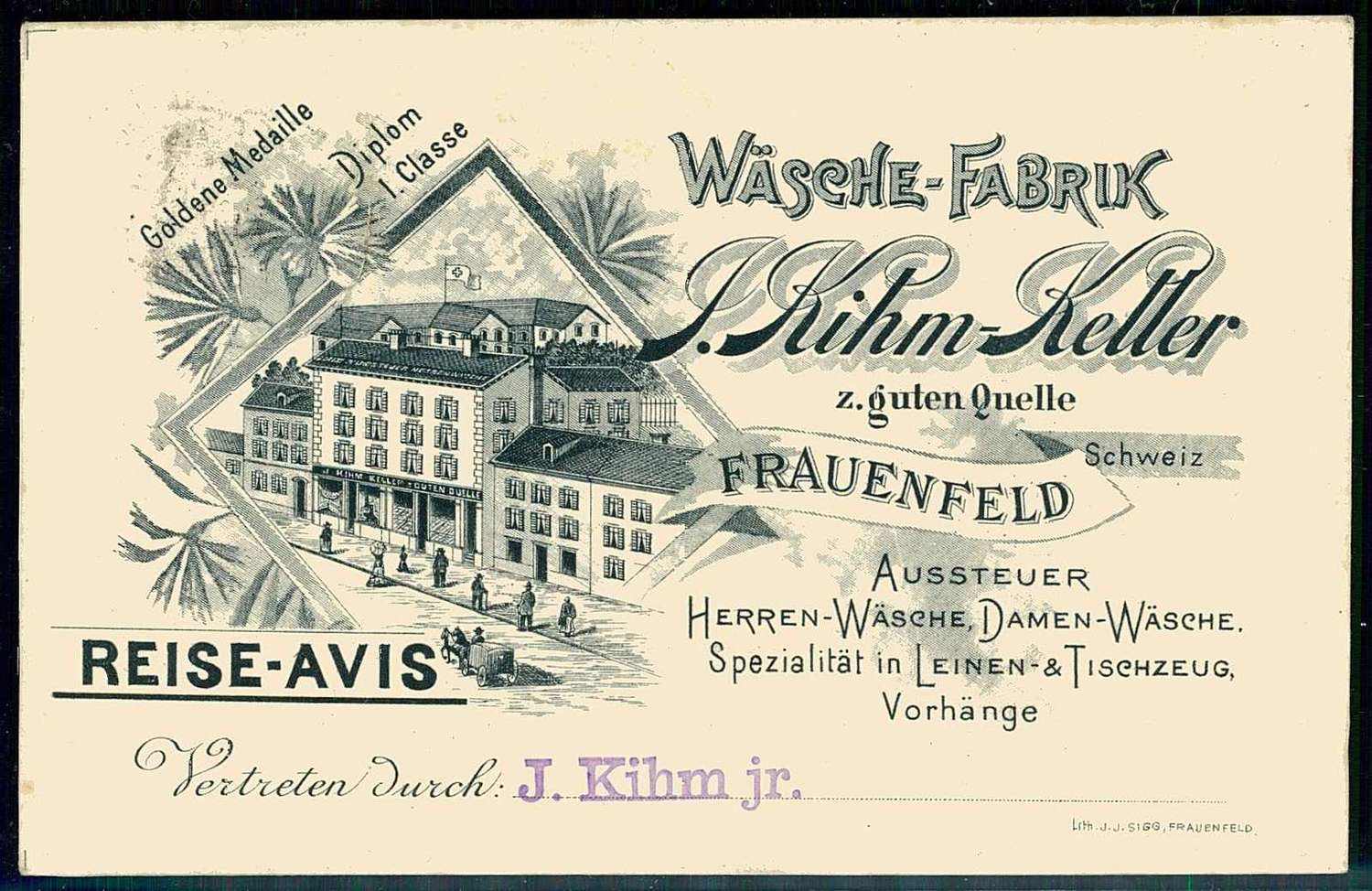 Alte Firmen-Werbekarte, hier 'Vertreterkarte der Wäschefabrik', ...