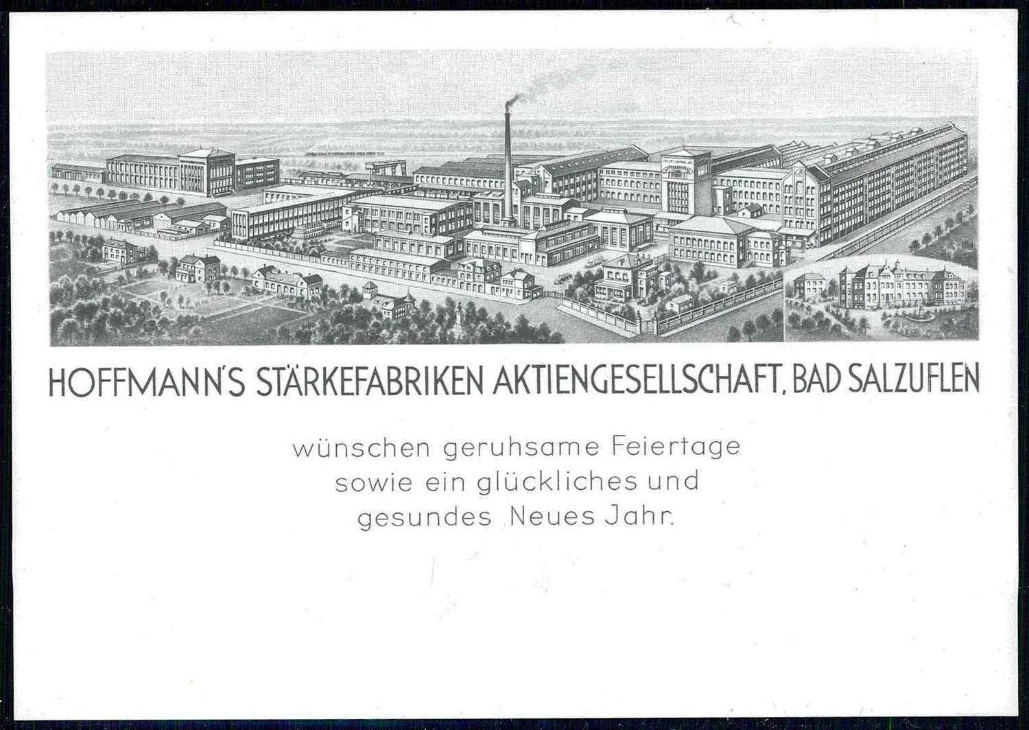 Alte Firmen-Werbekarte, hier 'Hoffmanns Stärkefabriken', ...