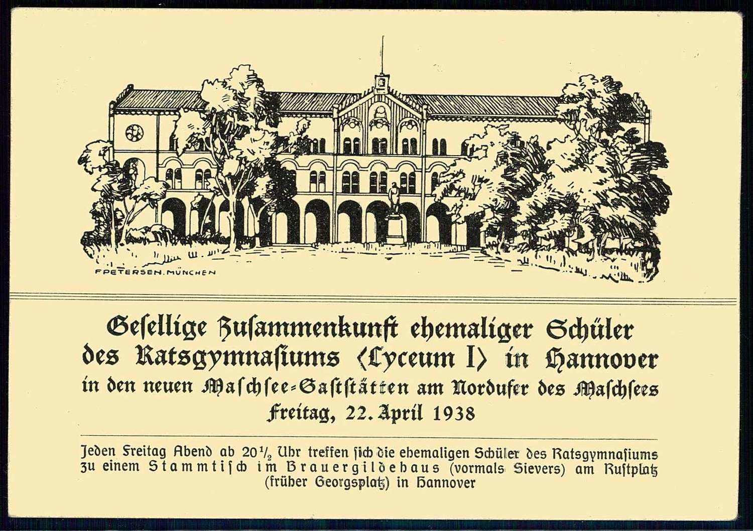 1938, 5 Pf. Privatganzsache des Ratsgymnasiums in Hannover zur ...