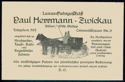 Alte Firmen-Werbekarte, hier 'Luxus-Fuhrgeschäft Herrmann aus ...