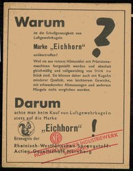 Alte Firmen-Werbekarte, hier 'Luftgewehr-Kugeln - Marke Eichhorn', ...